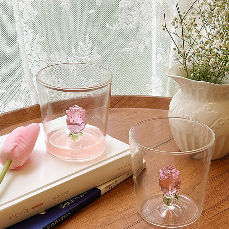 rosebud figurine glass cup coquette aesthetic accessories roomtery