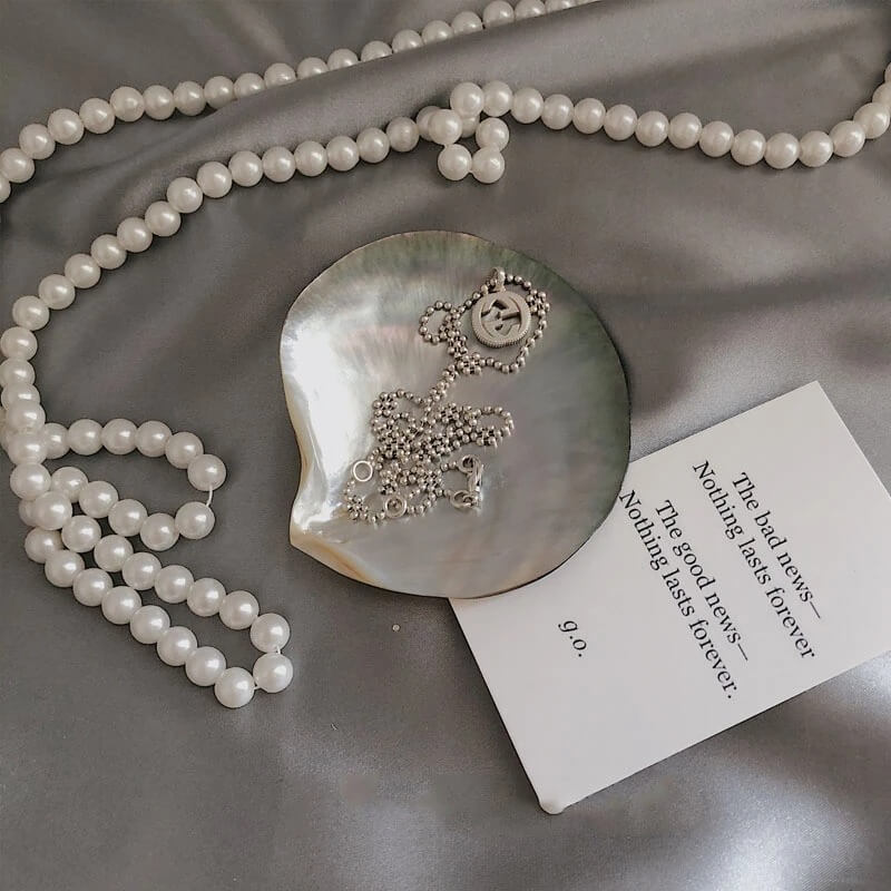 natural seashell storage jewelry tray for coquette aesthetic room decor