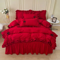 coquette kawaii aesthetic princess bedding set with baws ruffles and laces roomtery
