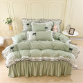 coquette kawaii aesthetic princess bedding set with baws ruffles and laces roomtery