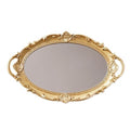 vintage openwork gold-plated coquette aesthetic oval storage tray with mirror