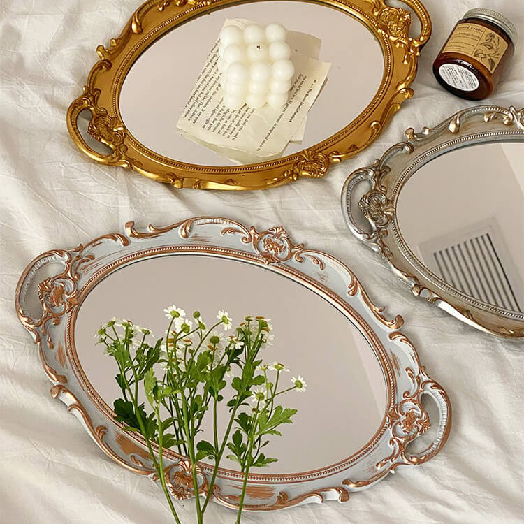 Coquette Aesthetic Vintage Mirrored Tray - Shop Online on roomtery