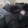 coquette aesthetic embroidered roses ruffle bedding duvet cover and sham set roomtery