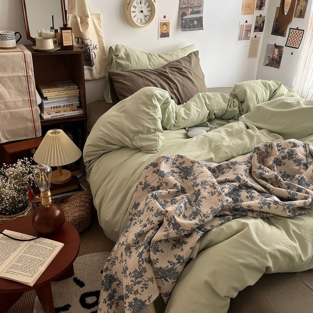 cottagecore aesthetic themed bedding duvet cover set in 100 percent cotton
