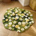 cottagecore aesthetic cute daisies bloom on a grass tufting accent rug