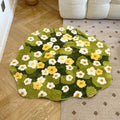 cottagecore aesthetic cute daisies bloom on a grass tufting accent rug