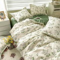vintage cottagecore aesthetic chamomile flower print duvet cover set