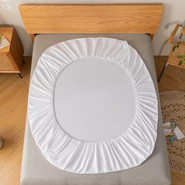 simple solid color cotton fitted sheet for aesthetic bedding setup