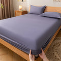 simple solid color cotton fitted sheet for aesthetic bedding setup