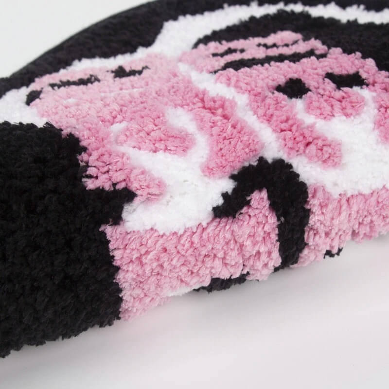 "hello hello" cow print heart shaped accent rug y2k aesthetic roomtery