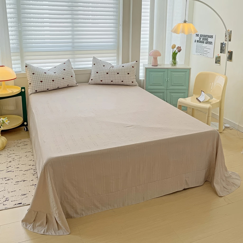 red hearts on gentle beige color gingham pattern print bedding duvet cover set