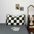 creamy and black checkered bedding duvet cover set