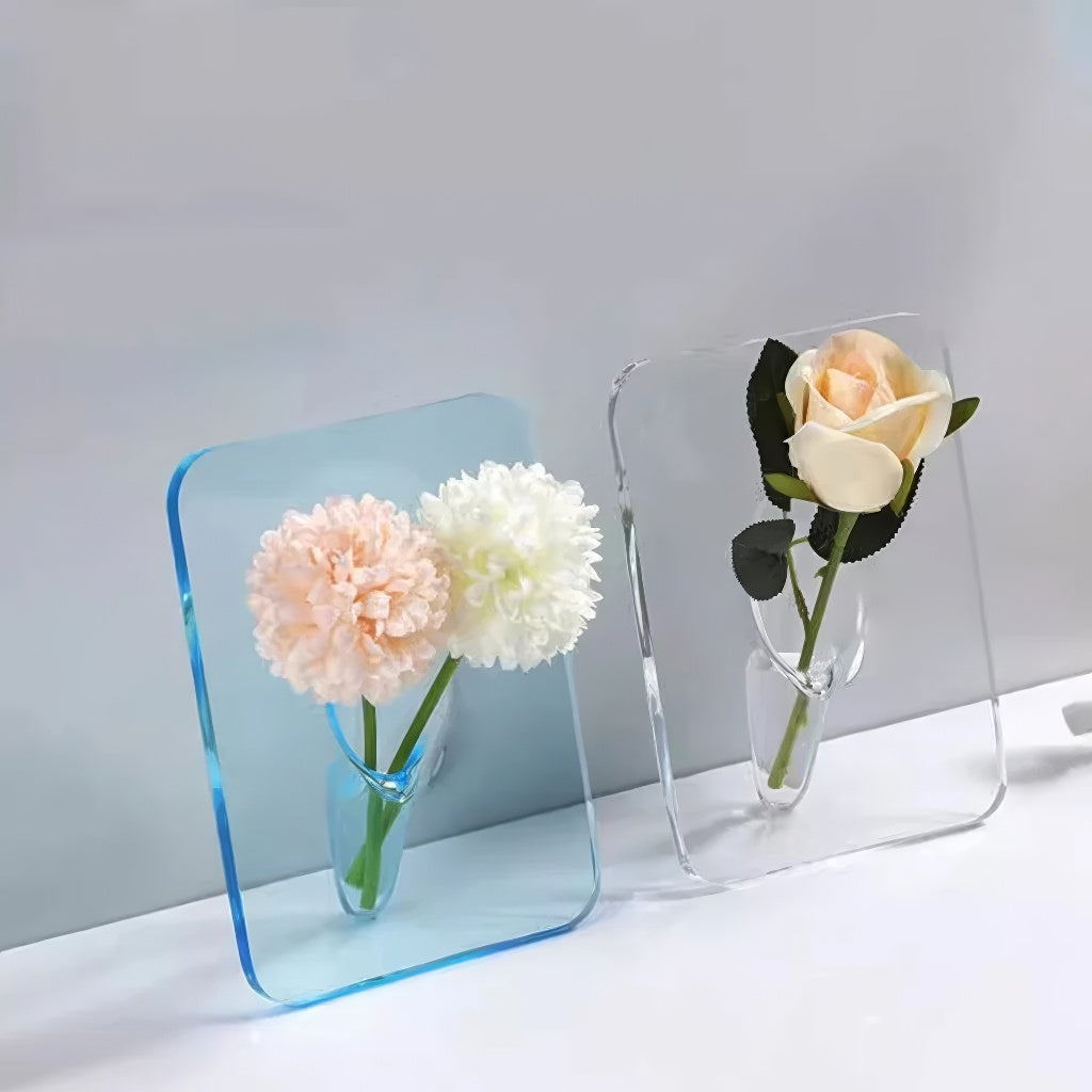 curved wormhole shaped acrylic flower vase