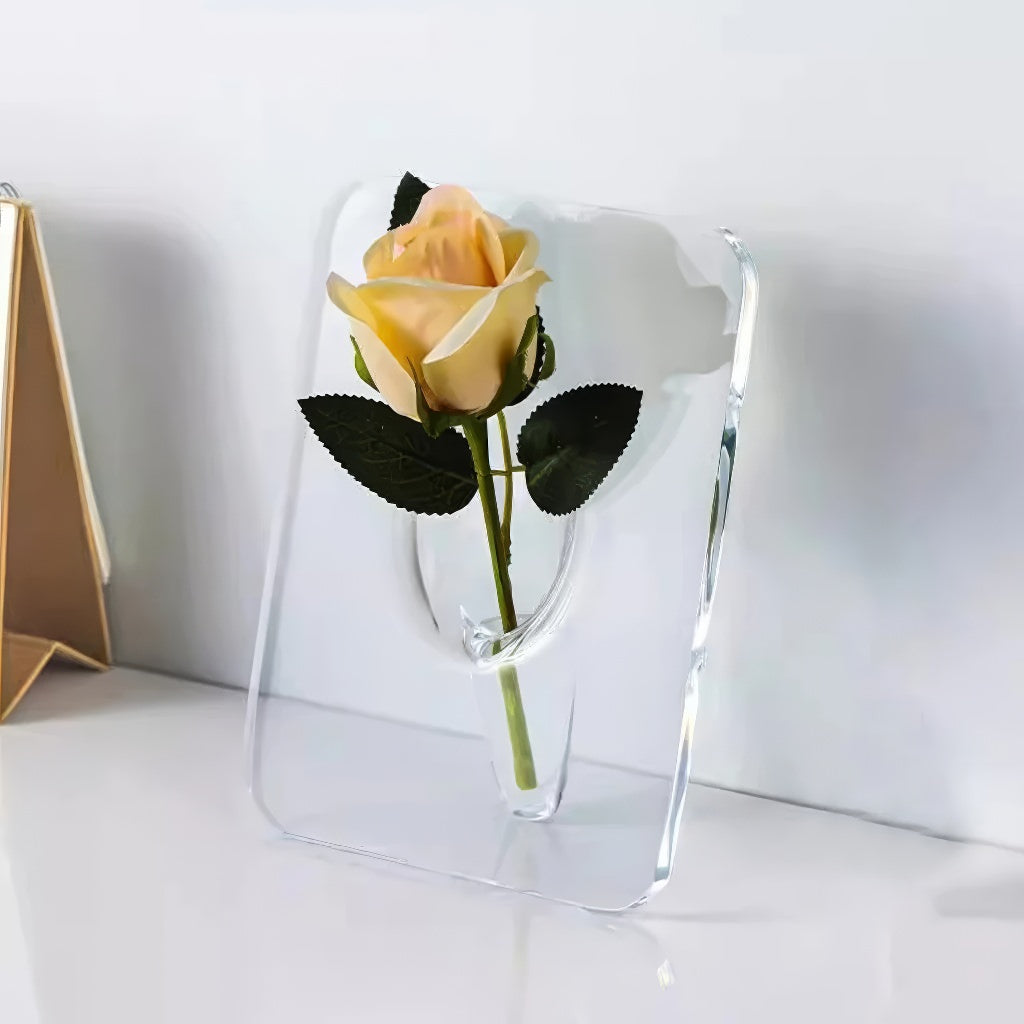 curved wormhole shaped acrylic flower vase