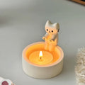cute hand warming cat candle holder