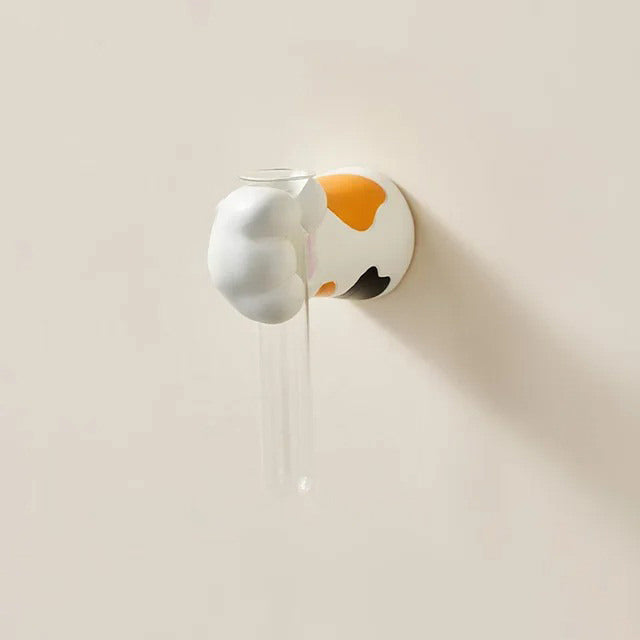 cute cat pow shaped wall hanging ceramic vase for flowers roomtery aesthetic room decor