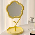aesthetic flower shaped pastel makeup table mirror with storage tray roomtery