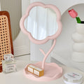 aesthetic flower shaped pastel makeup table mirror with storage tray roomtery
