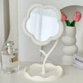 aesthetic flower shaped pastel makeup table mirror with storage tray roomtery