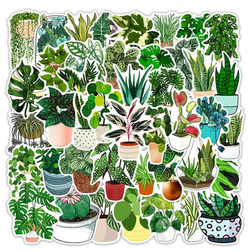 cute kawaii potted greenery plants aesthetic sticker pack roomtery