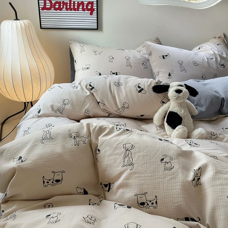 Little Puppy Print Bedding Set - roomtery