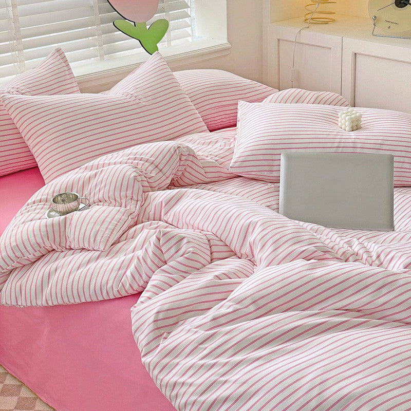 Soft Cloud Washed Cotton Bedding Set, Pastel Aesthetic Bedding - roomtery