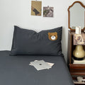 horizontally striped navy and cream bedding duvet cover set