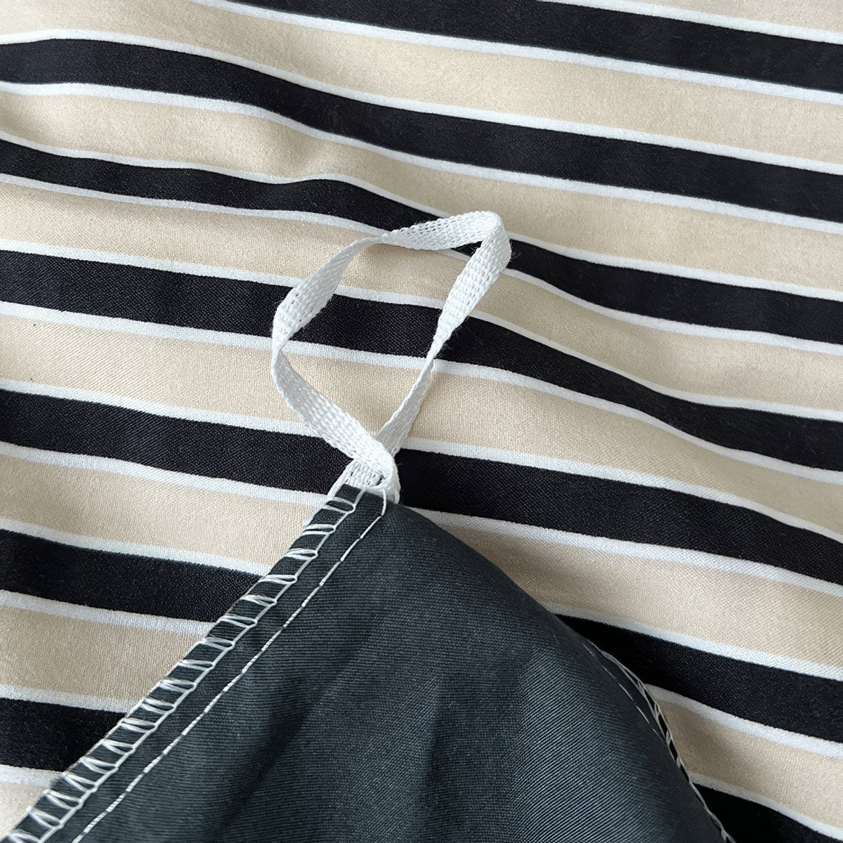 horizontally striped navy and cream bedding duvet cover set