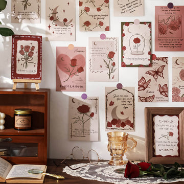 vintage pale roses prints wall collage postcards set roomtery