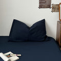 navy blue deep ocean themed color minimalist aesthetic bedding duvet cover set