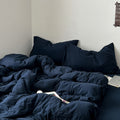 navy blue deep ocean themed color minimalist aesthetic bedding duvet cover set