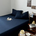 navy blue deep ocean themed color minimalist aesthetic bedding duvet cover set