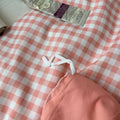 dusty peachy pink color classic gingham pattern print aesthetic bedding duvet cover set