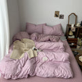 dusty purple classic gingham check pattern print aesthetic bedding duvet cover set