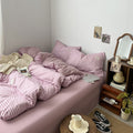 dusty purple classic gingham check pattern print aesthetic bedding duvet cover set