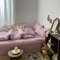 dusty purple classic gingham check pattern print aesthetic bedding duvet cover set