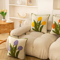 embroidered tulip cute cushion cover aesthetic room decor roomtery