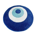 blue evil eye round shaped tufted accent rug