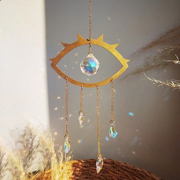 eye shaped golden frame aesthetic sun catcher roomtery