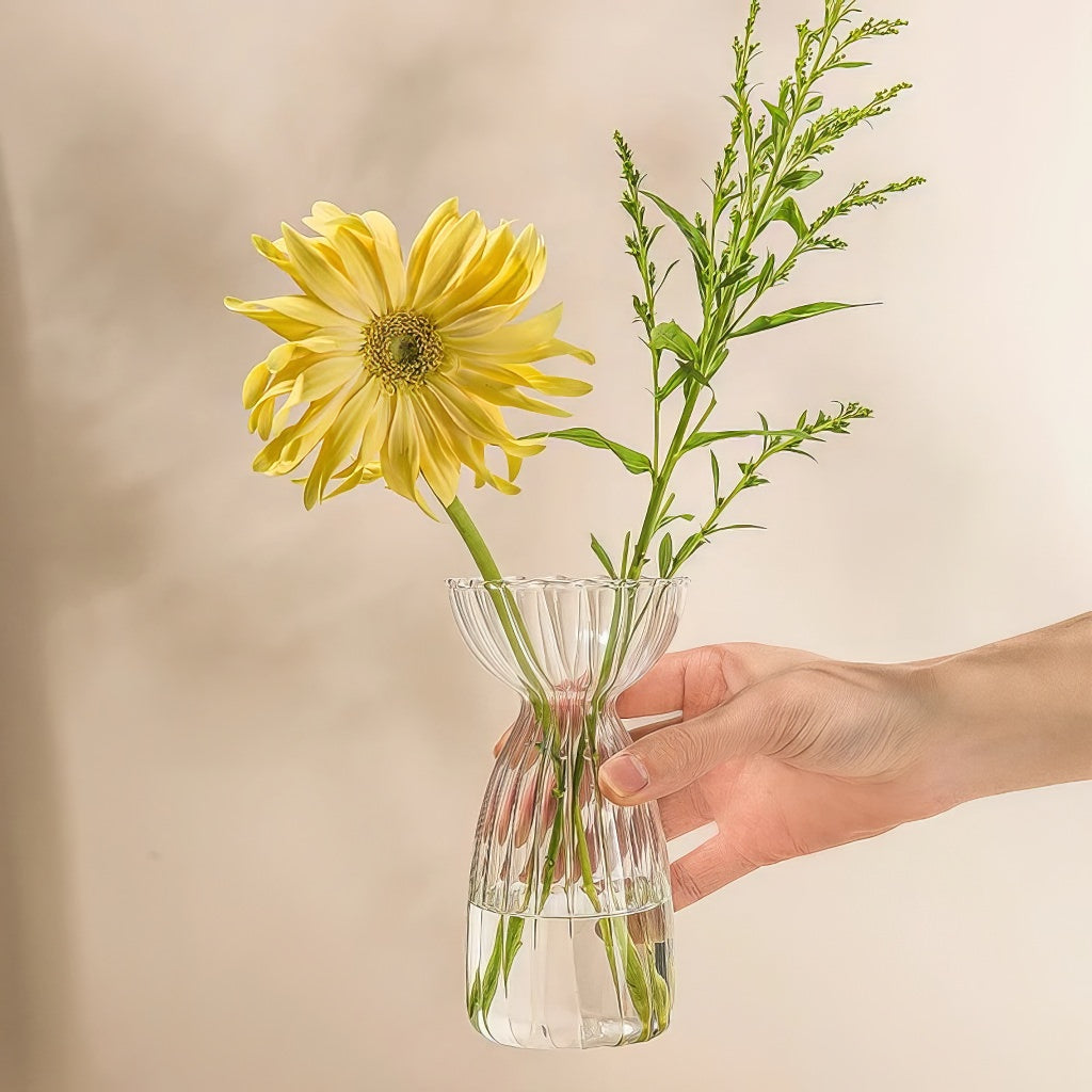 fall aesthetic vintage clear striped glass vase