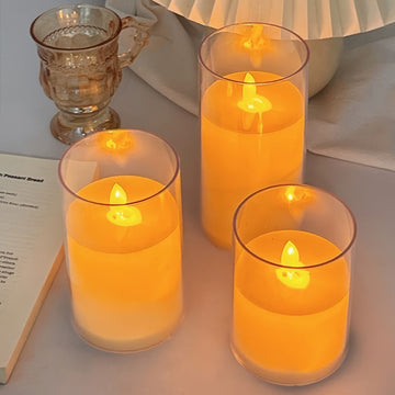 warm glow flameless fake glass led candle light