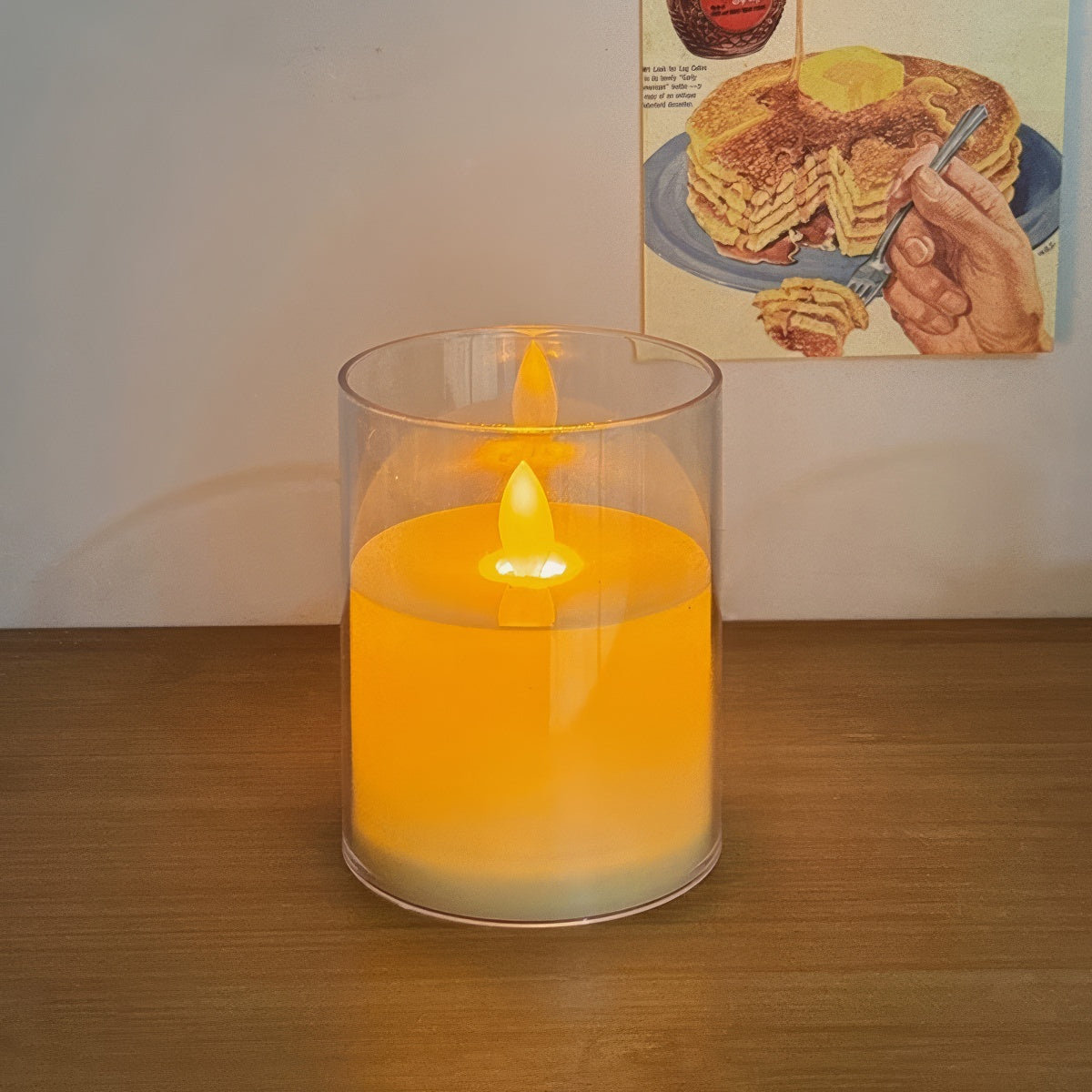 warm glow flameless fake glass led candle light