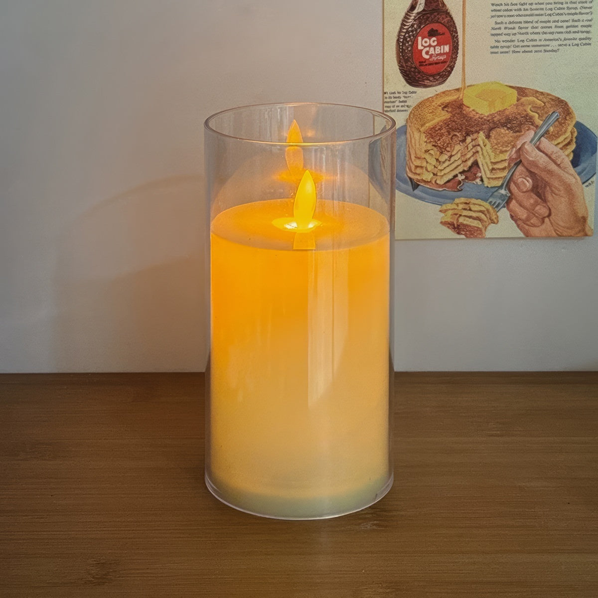 warm glow flameless fake glass led candle light