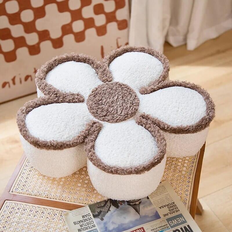 flower shaped thick and fluffy decorative throw pillow roomtery