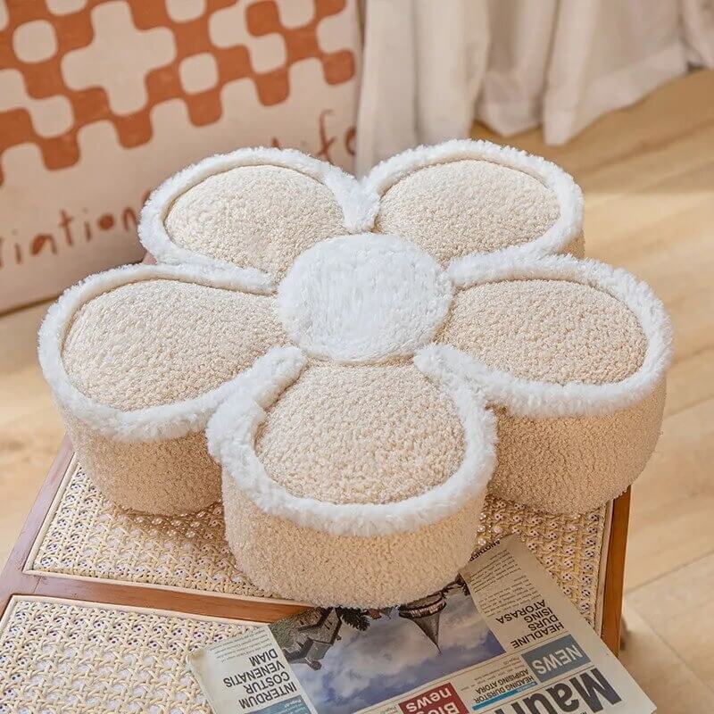 flower shaped thick and fluffy decorative throw pillow roomtery