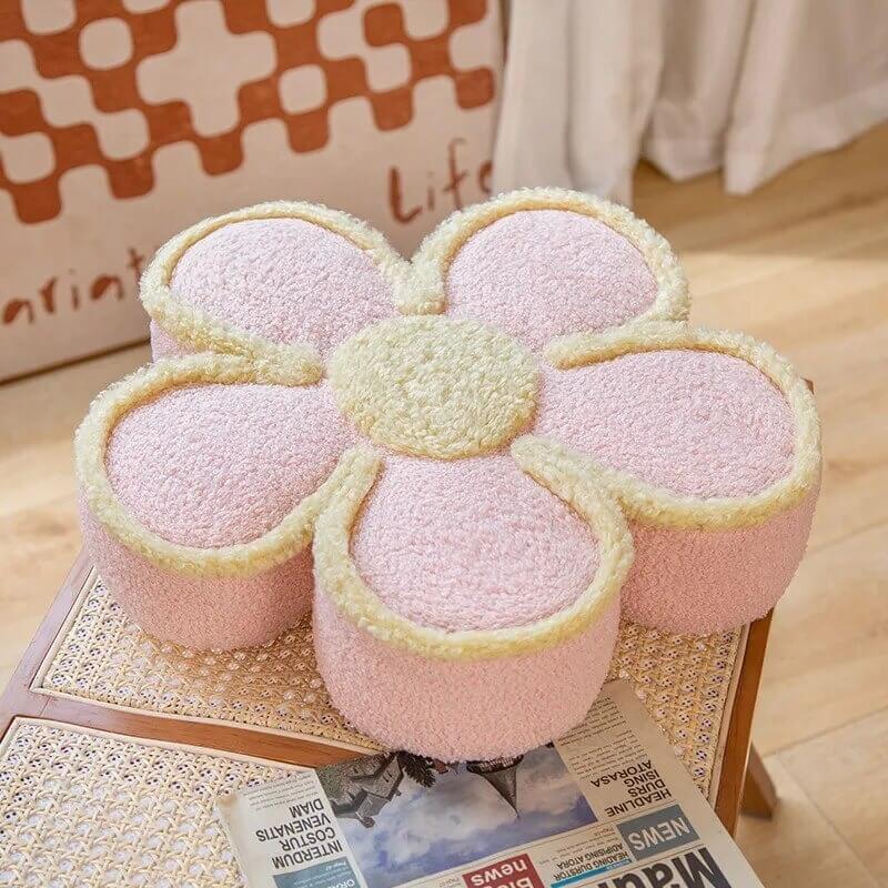 flower shaped thick and fluffy decorative throw pillow roomtery