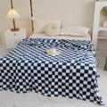 blue and white checkered decorative throw blanket roomtery aesthetic room decor