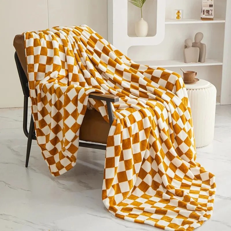 blue and white checkered decorative throw blanket roomtery aesthetic room decor