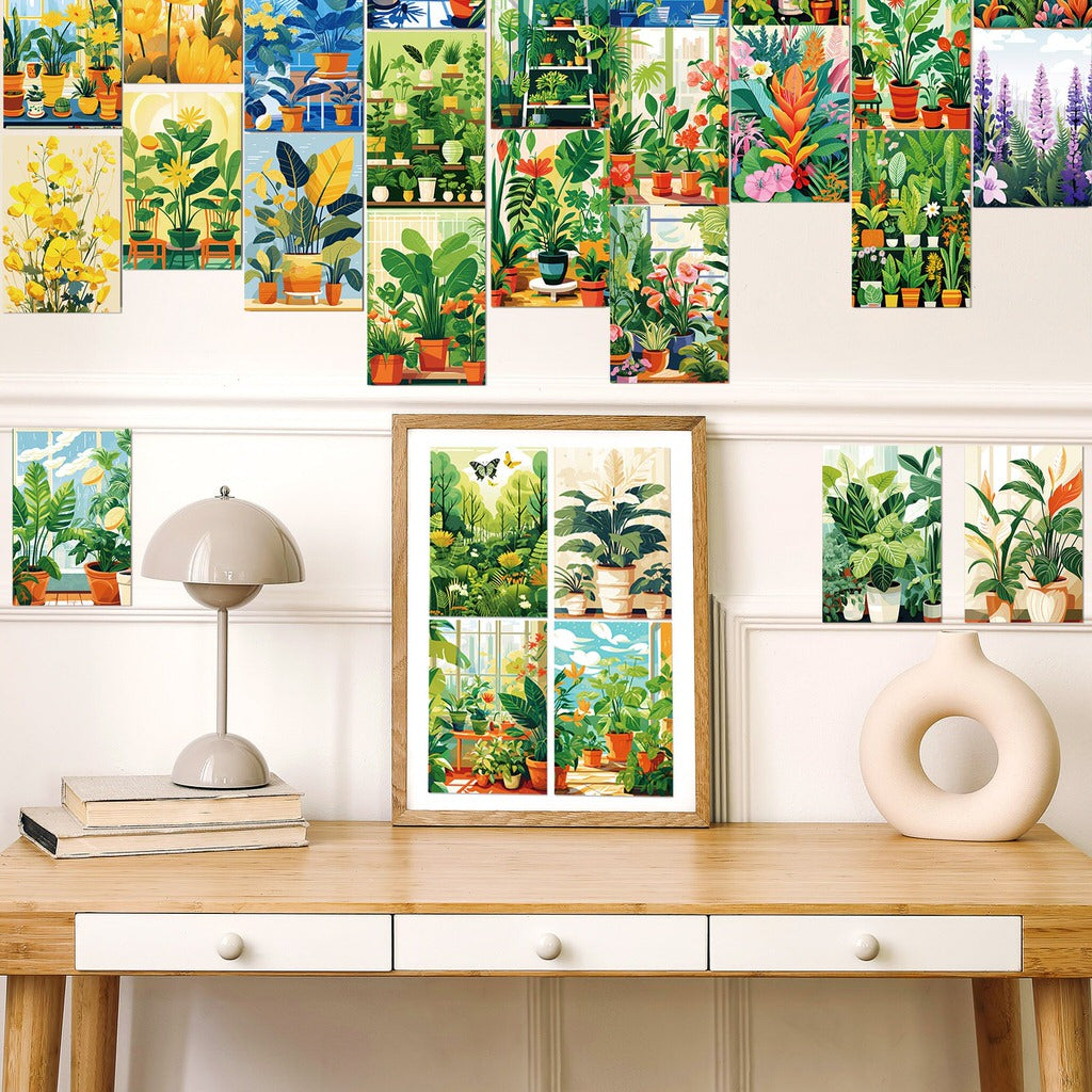 fresh potted flowers wall collage cards kit