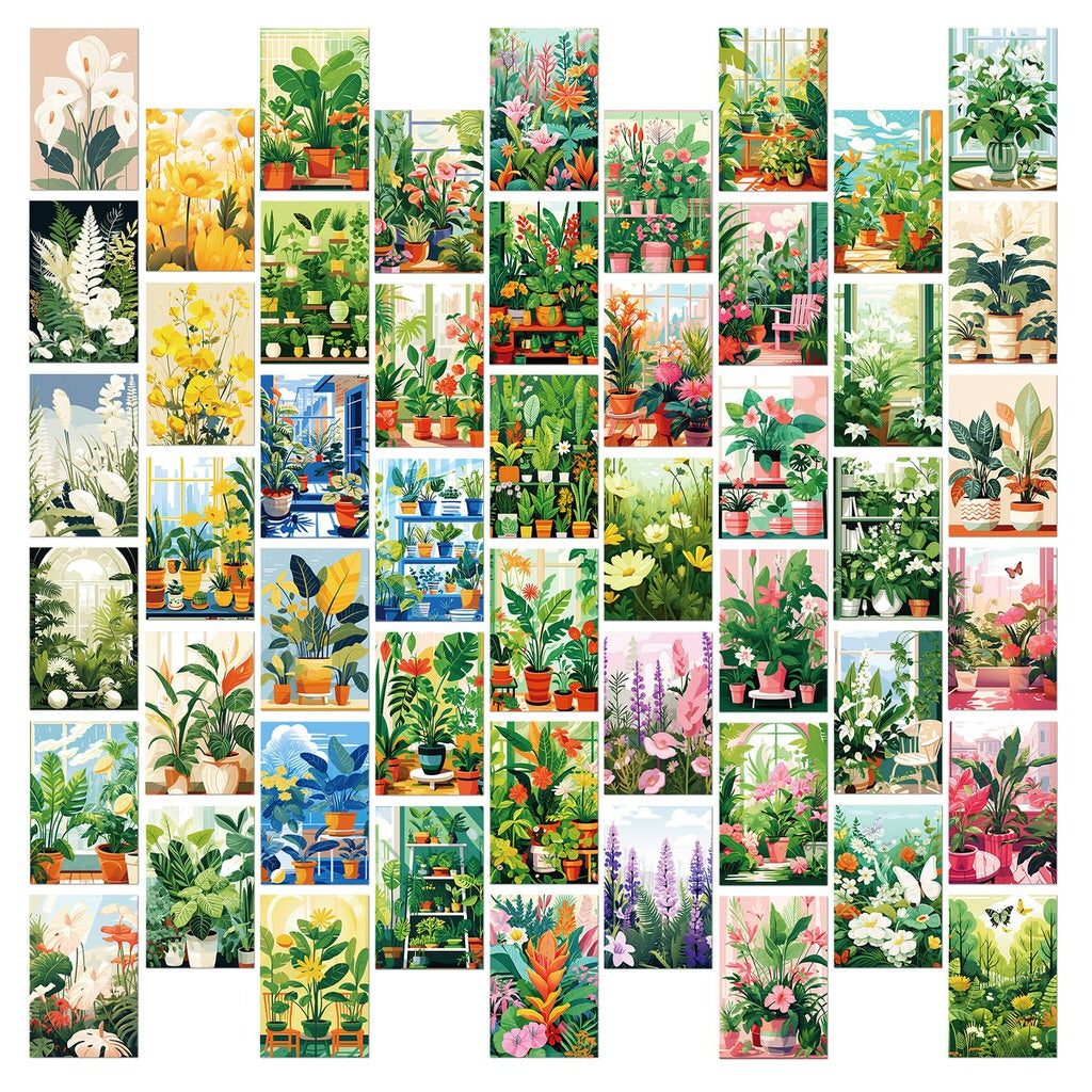 fresh potted flowers wall collage cards kit